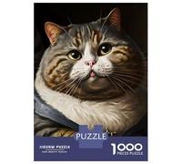 1000 Pieces Jigsaws Adults Puzzles Gifts Cute Fat Cat Puzzles for Adults Fun Games Staycation Kill Time Birthday Present, Gifts, 38x26cm/1000pcs