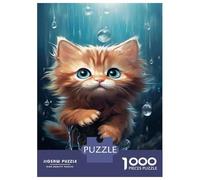 1000 Pieces Jigsaws Adults Puzzles Gifts Cute Kitten Wall Art Print Teenager Puzzles Relaxing Games Hand Speed Race Great Gift for Gaming 38x26cm/1000pcs