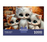 1000 Pieces Jigsaws Adults Puzzles Gifts Cute Kittens with Feathers Jigsaw Puzzle Brain Teaser Game Precision Cutting Educational Challenge 38x26cm/1000pcs