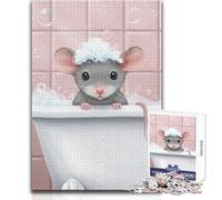 1000 Pieces Jigsaws Adults Puzzles Gifts Cute Mouse Taking A Bubble Bath Educational Family Game Difficult Challenge Gifts Ideas Size 38x26cm