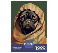 1000 Pieces Jigsaws Adults Puzzles Gifts Cute Pug Blanket Pixel Art Jigsaw Puzzle Anti-Stress Toys Difficult Challenge Birthday Present, Gifts, 52x38cm/1000pcs