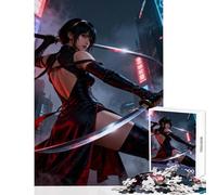 1000 Pieces Jigsaws Adults Puzzles Gifts Cyberpunk Ninja with Dual Katanas Adult Jigsaw Puzzles Pattern Assembly for Birthday, for Friends And Family (38x26cm)