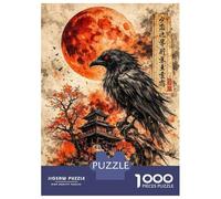 1000 Pieces Jigsaws Adults Puzzles Gifts Dark Raven Over Japanese Castle Teenager Puzzles Relaxing Games Hand Speed Race Great Gift for Gaming 52x38cm/1000pcs