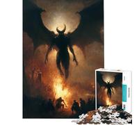 1000 Pieces Jigsaws Adults Puzzles Gifts Demonic Figure Over City for Educational Game Toy Intellectual Game Art Work Gifts Family Activities (Size 38x52cm)