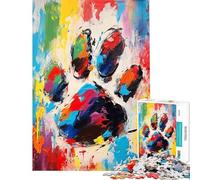 1000 Pieces Jigsaws Adults Puzzles Gifts Dog Paw Abstract Painting Difficult And Challenge Home Art Decor Educational Toy for And from 14 Years And over (38x52cm)