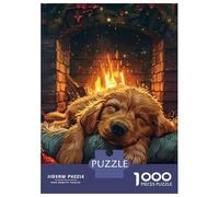 1000 Pieces Jigsaws Adults Puzzles Gifts Dog Sleeping by Fireplace Jigsaws for Adults Fun Games For Family Fun Great Gift for Gaming 38x26cm/1000pcs