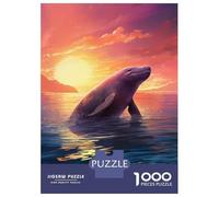 1000 Pieces Jigsaws Adults Puzzles Gifts Dolphin Sunset Jigsaw Puzzle Anti-Stress Toys Difficult Challenge Birthday Present, Gifts, 52x38cm/1000pcs