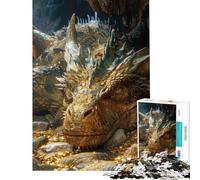 1000 Pieces Jigsaws Adults Puzzles Gifts Dragon Lying on Gold Coins Help The Brain Exercise But Fun And Humorous Educational Game for Age 14+ Game (38x52cm)