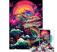 1000 Pieces Jigsaws Adults Puzzles Gifts Dragon Moon Waves Japanese Jigsaw Puzzle Relaxing Games Analysis And Logic Great Gifts for Gaming (Size 38x26cm)