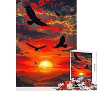 1000 Pieces Jigsaws Adults Puzzles Gifts Eagles Flying over Sunset Landscape Educational Toy Secret Santa Gifts Family Game Interesting Stress Reduction Size 50x75cm