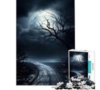 1000 Pieces Jigsaws Adults Puzzles Gifts Eerie Moonlight Road for Educational Game Challenge Toy Educational Game Wall Decoration Art Work Gifts (Size 38x26cm)