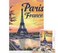 1000 Pieces Jigsaws Adults Puzzles Gifts Eiffel Tower Paris France Fun Games Pattern Assembly Toy Wall Decor for Is Ideal As A Gifts (38x52cm)
