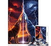 1000 Pieces Jigsaws Adults Puzzles Gifts Elemental Wolves Howling at The Sky Educational Toy Art Work Gift for Educational Game Challenging To Complete Size 38x52cm