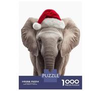 1000 Pieces Jigsaws Adults Puzzles Gifts Elephant Wearing Christmas Santa Hat Jigsaw Puzzle Fun Games For Family Fun Gifts for Friends And Family 70x50cm/1000pcs