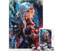 1000 Pieces Jigsaws Adults Puzzles Gifts Elf Warrior with Fire Magic Fun Games Pattern Assembly Toy Wall Decor for Is Ideal As A Gifts (38x52cm)
