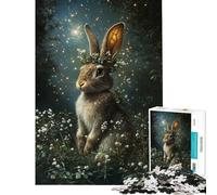 1000 Pieces Jigsaws Adults Puzzles Gifts Enchanted Rabbit with Floral Crown Help The Brain Exercise But Fun And Humorous Educational Game for Age 14+ Game (38x52cm)