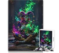 1000 Pieces Jigsaws Adults Puzzles Gifts Ethereal Joker with Playing Cards Calming Enjoyable Free Time Premium Accurate Cut Play Toy Size 38x26cm