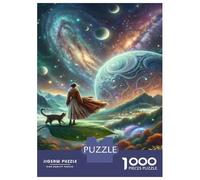1000 Pieces Jigsaws Adults Puzzles Gifts Fantasy Artwork Woman with Cat in Space Jigsaws for Adults DIY Toys Enhance Memory Gifts for Friends And Family 52x38cm/1000pcs