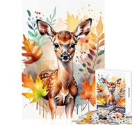 1000 Pieces Jigsaws Adults Puzzles Gifts Fawn with Autumn Leaves Adult Jigsaw Puzzles Pattern Assembly for Birthday, for Friends And Family (50x75cm)