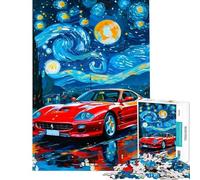 1000 Pieces Jigsaws Adults Puzzles Gifts Ferrari M Maranello Under Starry Night Jigsaw Puzzle DIY Toys Perfect Decoration Educational Challenge (Size 38x26cm)
