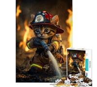 1000 Pieces Jigsaws Adults Puzzles Gifts Firefighter Cat Difficult And Challenge Home Art Decor Educational Toy for And from 14 Years And over (38x26cm)