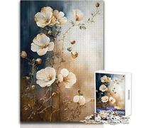 1000 Pieces Jigsaws Adults Puzzles Gifts Flowers Beige Color Design Educational Family Game Difficult Challenge Gifts Ideas Size 50x75cm
