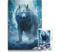 1000 Pieces Jigsaws Adults Puzzles Gifts Frozen Wolf in Ice World Calming Enjoyable Free Time Premium Accurate Cut Play Toy Size 50x75cm