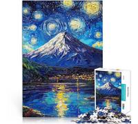 1000 Pieces Jigsaws Adults Puzzles Gifts Fuji Mount Starry Night Made of cardboard，for age 14+ Home Educational Games DIY Toys Christmas Birthday Gift。size：26x38cm/10.24x14.96inch