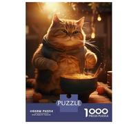 1000 Pieces Jigsaws Adults Puzzles Gifts Funny Cat Ramen Bowl Food Puzzles for Adults Fun Games Staycation Kill Time Birthday Present, Gifts, 38x26cm/1000pcs