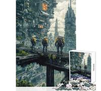 1000 Pieces Jigsaws Adults Puzzles Gifts Futuristic Cityscape with Explorers Educational Game Staycation Kill Time Home Decoration Toys for Is Ideal As A Gifts (38X52CM)