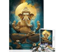 1000 Pieces Jigsaws Adults Puzzles Gifts Ganesha Meditation in Golden Light Relaxing Games Suitable for Couples Toy Wall Decor for Is Ideal As A Gifts (50x75cm)
