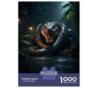1000 Pieces Jigsaws Adults Puzzles Gifts Giant Emerald Green Snake Jigsaw for Adults Brain Teaser Game Perfect Decoration Challenging To Complete 52x38cm/1000pcs