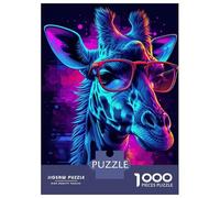 1000 Pieces Jigsaws Adults Puzzles Gifts Giraffe Neon Jigsaws for Adults Fun Games For Family Fun Great Gift for Gaming 52x38cm/1000pcs