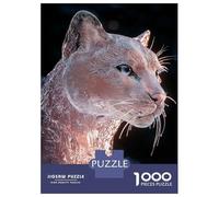 1000 Pieces Jigsaws Adults Puzzles Gifts Glass Cat Sculpture Jigsaws for Adults Anti-Stress Toys Difficult Challenge Challenging To Complete 52x38cm/1000pcs