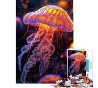 1000 Pieces Jigsaws Adults Puzzles Gifts Glowing Fluo Jellyfish Fun at Home Activities, Enhance Memory Brain Teaser Game for And 14 Years And over (38x52cm)