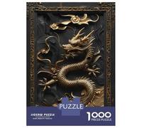 1000 Pieces Jigsaws Adults Puzzles Gifts Golden Chinese Dragon Statue Jigsaw for Adults Anti-Stress Toys Hand Speed Race Educational Challenge 52x38cm/1000pcs