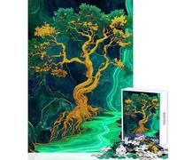 1000 Pieces Jigsaws Adults Puzzles Gifts Golden Tree of Harmony Art Fun Games Pattern Assembly Toy Wall Decor for Is Ideal As A Gifts (38x26cm)
