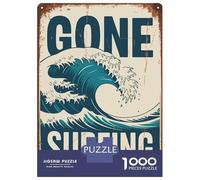 1000 Pieces Jigsaws Adults Puzzles Gifts Gone Surfing Metal Sign Jigsaws for Adults Fun Games For Family Fun Great Gift for Gaming 38x26cm/1000pcs