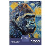 1000 Pieces Jigsaws Adults Puzzles Gifts Gorilla Starry Night Puzzle for Adults Hands-on Game Analysis And Logic Challenging To Complete 52x38cm/1000pcs