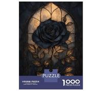 1000 Pieces Jigsaws Adults Puzzles Gifts Gothic Rose Stained Glass Puzzle for Adults Hands-on Game Analysis And Logic Challenging To Complete 38x26cm/1000pcs