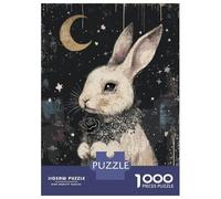 1000 Pieces Jigsaws Adults Puzzles Gifts Gothic White Rabbit with Black Rose Puzzles for Adults Brain Teaser Game Analysis And Logic Birthday Present, Gifts, 38x26cm/1000pcs
