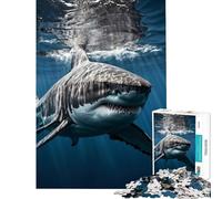 1000 Pieces Jigsaws Adults Puzzles Gifts Great White Shark Underwater Jigsaw 1000 Piece Educational Toy Tough Challenge for Is Ideal As A Gifts (50x75cm)