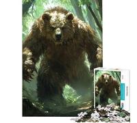 1000 Pieces Jigsaws Adults Puzzles Gifts Grizzly Bear in Forest Jigsaw Puzzle Relaxing Games Analysis And Logic Great Gifts for Gaming (Size 38x26cm)