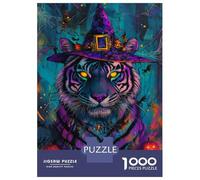 1000 Pieces Jigsaws Adults Puzzles Gifts Halloween Tiger Magic-6 Jigsaw for Adults Brain Teaser Game Perfect Decoration Challenging To Complete 38x26cm/1000pcs