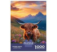 1000 Pieces Jigsaws Adults Puzzles Gifts Highland Cow Sunset Beauty Puzzle for Adults Hands-on Game Analysis And Logic Challenging To Complete 52x38cm/1000pcs