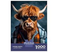1000 Pieces Jigsaws Adults Puzzles Gifts Hipster Highland Cow Puzzle for Adults Hands-on Game Analysis And Logic Challenging To Complete 52x38cm/1000pcs