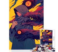1000 Pieces Jigsaws Adults Puzzles Gifts Hooded Figure And Monsters Educational Toy Art Work Gift for Educational Game Challenging To Complete Size 38x52cm