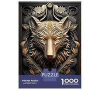 1000 Pieces Jigsaws Adults Puzzles Gifts Imperial Golden Wolf Puzzles for Adults Fun Games Staycation Kill Time Birthday Present, Gifts, 52x38cm/1000pcs