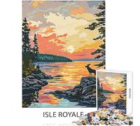 1000 Pieces Jigsaws Adults Puzzles Gifts Isle Royale Sunset Fun Games Pattern Assembly Toy Wall Decor for Is Ideal As A Gifts (38x26cm)