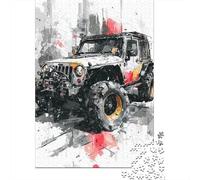 1000 Pieces Jigsaws Adults Puzzles Gifts Jeep Wrangler Off-Road Adventure Jigsaw Puzzle Brain Teaser Game Precision Cutting Educational Challenge 52x38cm/1000pcs